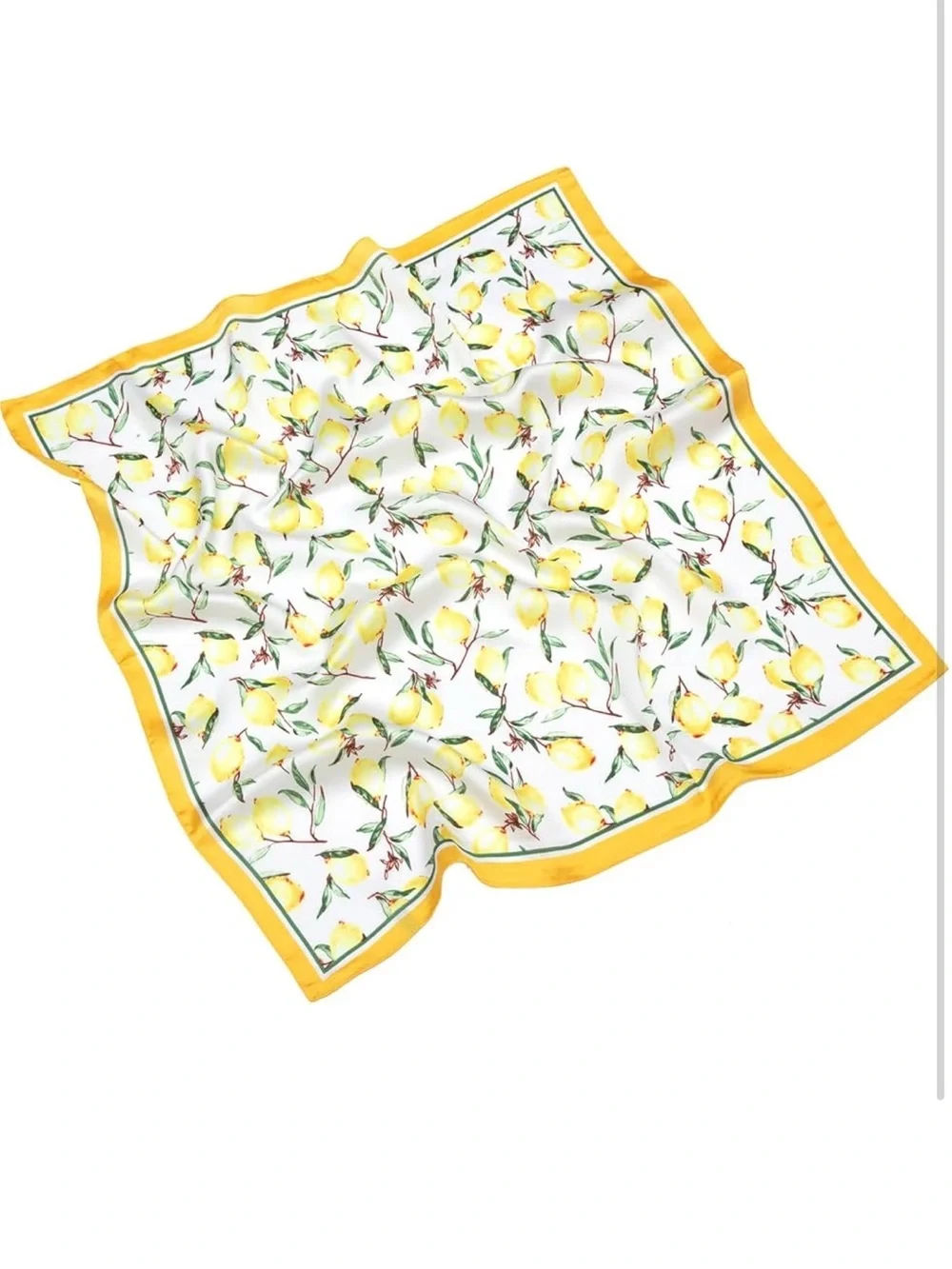 Yellow Lemon Print Satin Scarf Bandana 27 inch